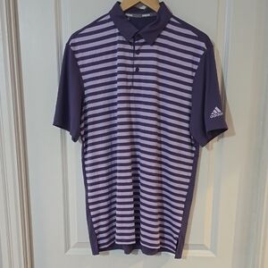 Adidas Men's Polo Shirt in Purple and Lavender Stripes